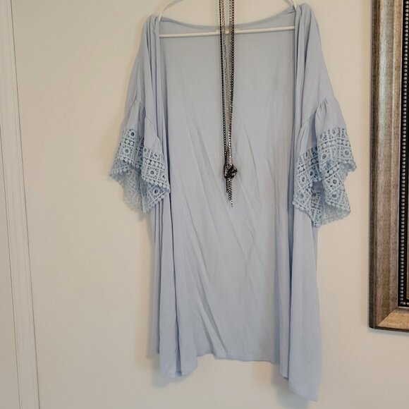 Do Everything In Love baby blue open duster shaw kimono coverup. O/S - Picture 1 of 5